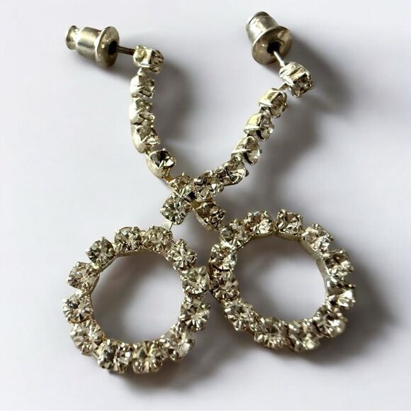 Sparkly Rhinestone Drop Circle Earrings – Elegant Statement Jewelry - Picture 4 of 17